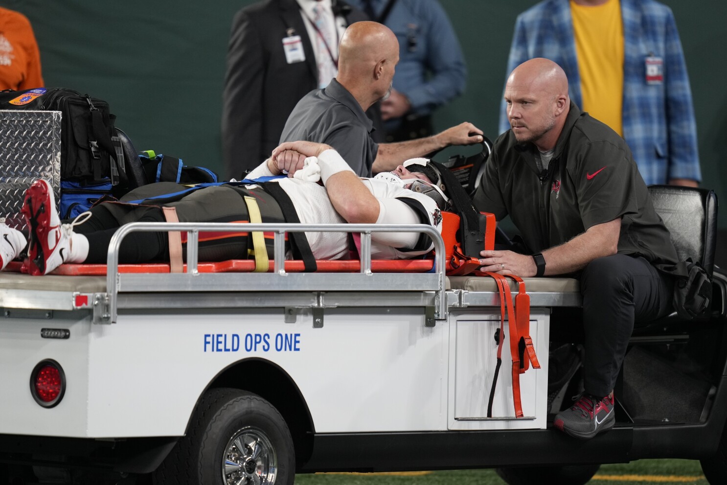 Buccaneers quarterback John Wolford carted off field