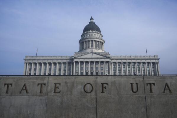 The Utah State Capitol is shown during the first day of the Utah Legislature 2022 general session on Tuesday, Jan. 18, 2022, in Salt Lake City. (AP Photo/Rick Bowmer)