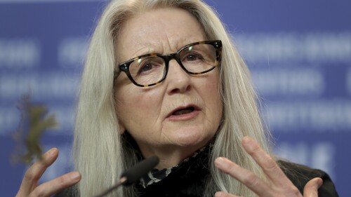 FILE - Director Sally Potter attends a press conference for the film "The Roads Not Taken" at the 70th International Film Festival, Berlinale, in Berlin, Germany, on Feb. 26, 2020. Potter released her debut album “Pink Bikini” at age 73. (AP Photo/Michael Sohn, File)