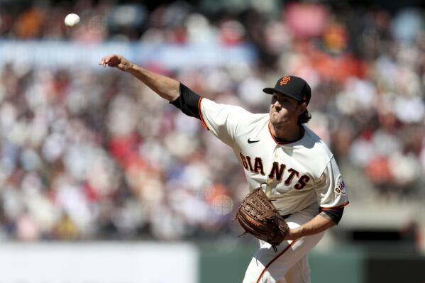 San Francisco Giants' Kevin Gausman throws against the St. Louis Cardinals during the fifth inning of a baseball game in San Francisco, Monday, July 5, 2021. (AP Photo/Jed Jacobsohn)