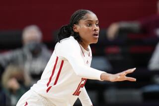 FILE - Rutgers center Sakima Walker (12) defends against Harvard during an NCAA college basketball game in Piscataway, N.J., Friday, Nov. 19, 2021. South Carolina women's basketball coach Dawn Staley is adding junior college player of the year Sakima Walker to her roster. Walker posted on social media Friday, May 5, 2023, she was joining the Gamecocks.(AP Photo/Vera Nieuwenhuis, File)
