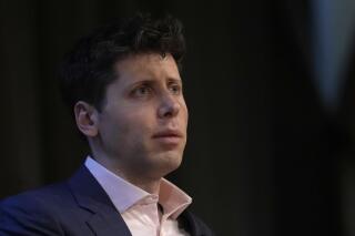 OpenAI's CEO Sam Altman, the founder of ChatGPT and creator of OpenAI speaks at University College London, as part of his world tour of speaking engagements in London, Wednesday, May 24, 2023. (AP Photo/Alastair Grant)