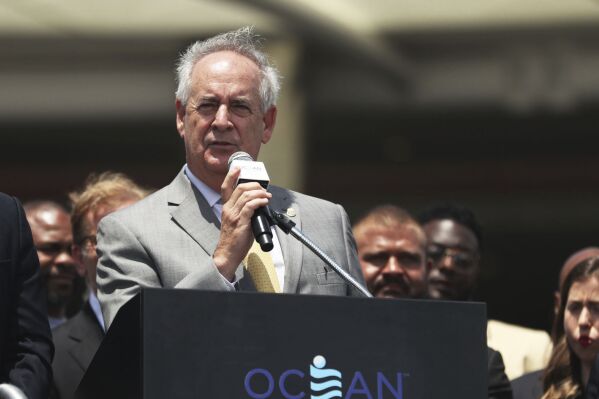 David Rebuck, director of the New Jersey Division of Gaming Enforcement, speaks at a ceremony for the opening of the Ocean Casino Resort in Atlantic City N.J on June 28, 2018. Rebuck, who oversaw New jersey’s successful launches of internet gambling and sports betting and whose advice was widely sought from gambling companies and regulators across the country, retired from his position on March 1, 2024. (Erin Grugan/The Press of Atlantic City via AP)