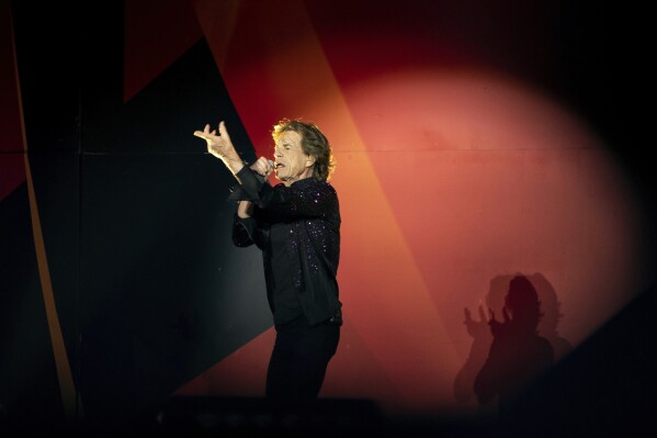 FILE - Mick Jagger of The Rolling Stones performs onstage at the Groupama stadium, outside Lyon, central France, during a concert as part of their "Sixty" European tour, on July 19, 2022. Jagger and his dancer girlfriend Melanie Hamrick have put their Florida home up for sale. A listing on realtor.com on Friday, June 16, 2023, says the lakefront home with four bedrooms and 5.5 baths is listed at $3.499 million. (AP Photo/Laurent Cipriani, File)