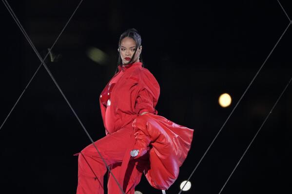 Rihanna performs during the halftime show at the NFL Super Bowl 57 football game between the Kansas City Chiefs and the Philadelphia Eagles, Sunday, Feb. 12, 2023, in Glendale, Ariz. (AP Photo/Godofredo A. Vasquez)