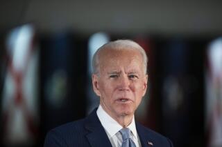 Democratic presidential candidate former Vice President Joe Biden speaks to members of the press at the National Constitution Center in Philadelphia, Tuesday, March 10, 2020. (AP Photo/Matt Rourke)