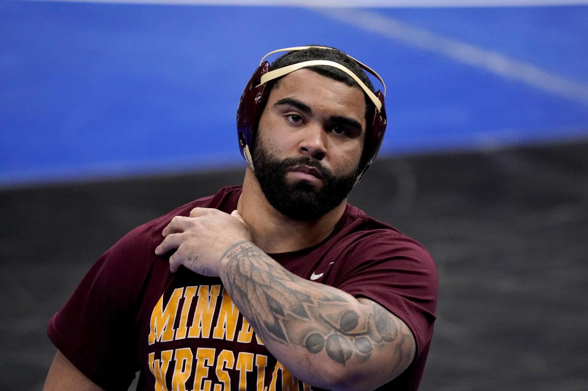 Tokyo wrestling gold medalist Gable Steveson balancing 2024 Olympic