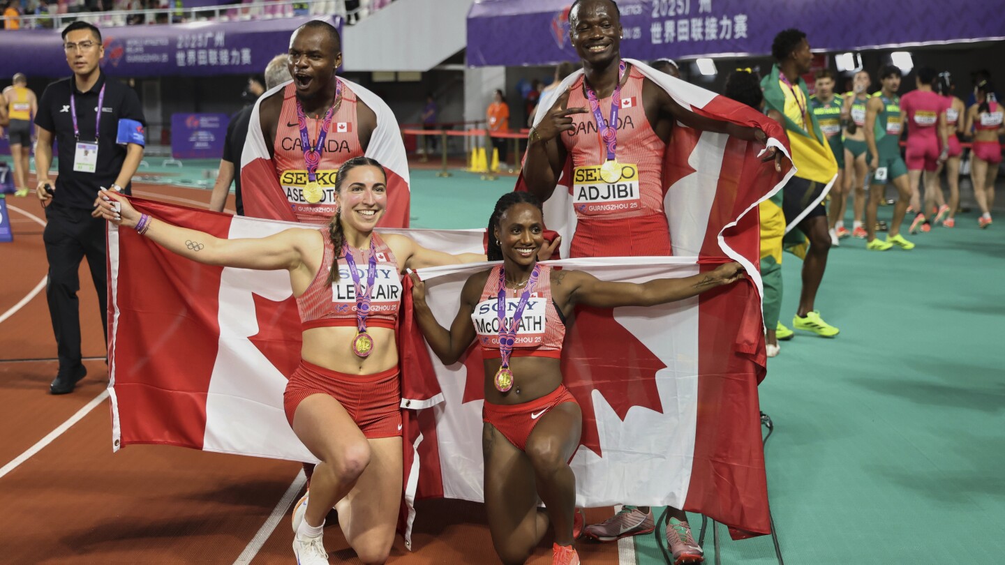 Canada wins first World Relays mixed 4x100-meter title from Jamaica and Britain