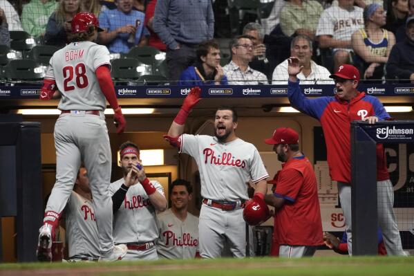 Phillies tag Hader for 2 HRs in 9th, rally past Brewers 3-2