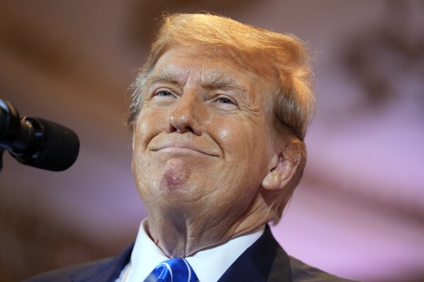 Republican presidential candidate former President Donald Trump speaks at a Super Tuesday election night party Tuesday, March 5, 2024, at Mar-a-Lago in Palm Beach, Fla. (AP Photo/Evan Vucci)