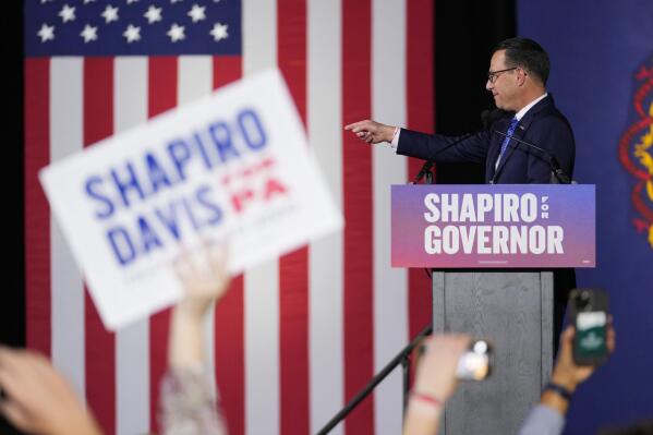 Pennsylvania Democratic gubernatorial candidate Josh Shapiro, the state's attorney general, attends an election night event, Tuesday, Nov. 8, 2022, in Oaks, Pa. (AP Photo/Matt Slocum)