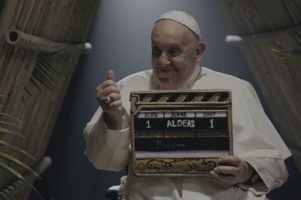 This image released by Aldeas Scholas Films shows Pope Francis. 