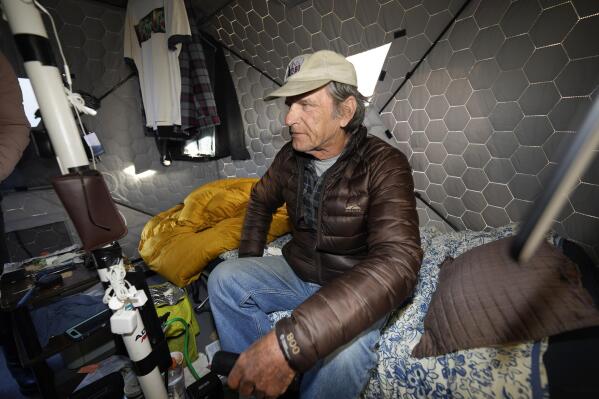 Ice fishing tents converted to housing for the homeless in Colorado