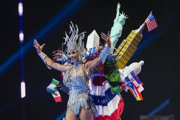 FILE - Miss USA Noelia Voigt competes in the national costume competition at the Miss Universe Beauty Pageant in San Salvador, Thursday, Nov. 16, 2023. The reigning winners of Miss USA, Noelia Voigt, and Miss Teen USA, UmaSofia Srivastava, handed back their crowns within days of each other this week in a shock to the Miss Universe Organization, which runs both. (AP Photo/Moises Castillo, File)