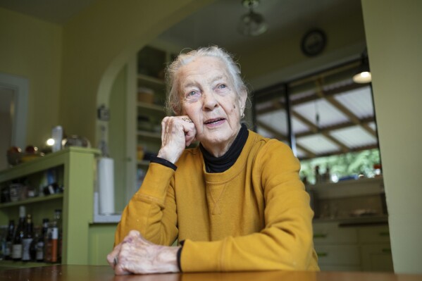 Karin Engstrom, 82, poses for photos at home, Wednesday, Sept. 27, 2023, in Seattle. Engstrom recently had student loans forgiven. She's one of 804,000 borrowers who will have a total of $39 billion forgiven under a one-time adjustment granted by the Biden administration. (Ǻ Photo/Stephen Brashear)