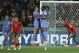 France's Kenza Dali is congratulated by teammate Kadidiatou Diani, right, after scoring her team's second goal during the Women's World Cup round of 16 soccer match between France and Morocco in Adelaide, Australia, Tuesday, Aug. 8, 2023. (AP Photo/James Elsby)