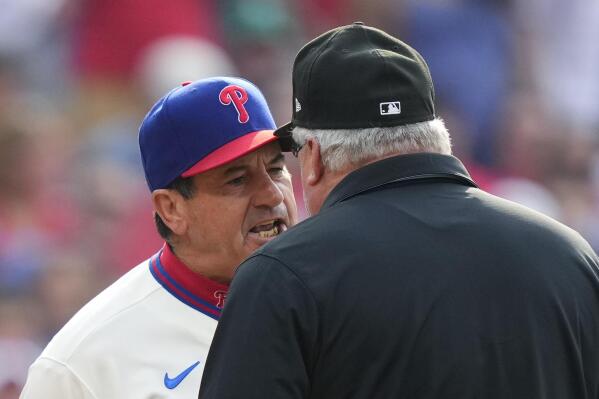 Phillies' Thomson ejected after pitch clock doesn't reset for Nola
