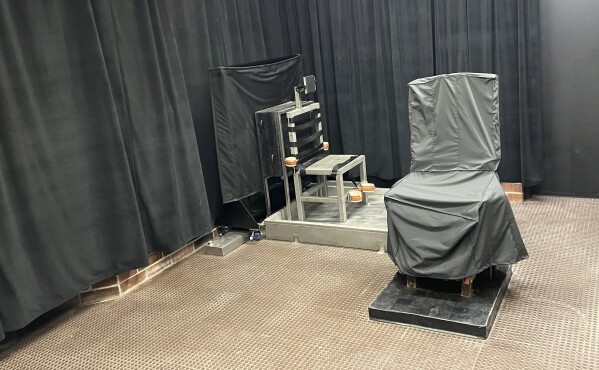 This photo provided by the South Carolina Department of Corrections shows the state's death chamber in Columbia, S.C., including the electric chair, right, and a firing squad chair, left. (South Carolina Department of Corrections via AP, File)