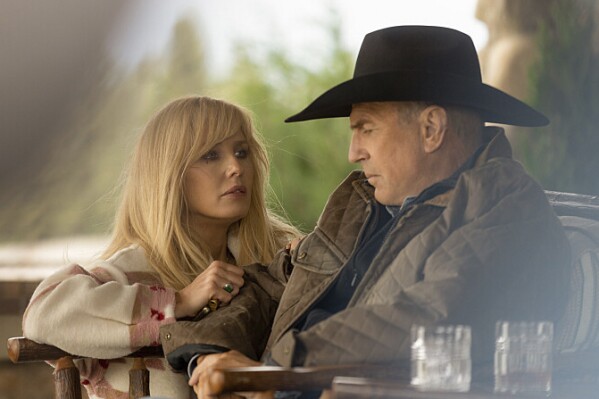 This image released by Paramount Network shows Kelly Reilly, left, and Kevin Costner in a scene from 