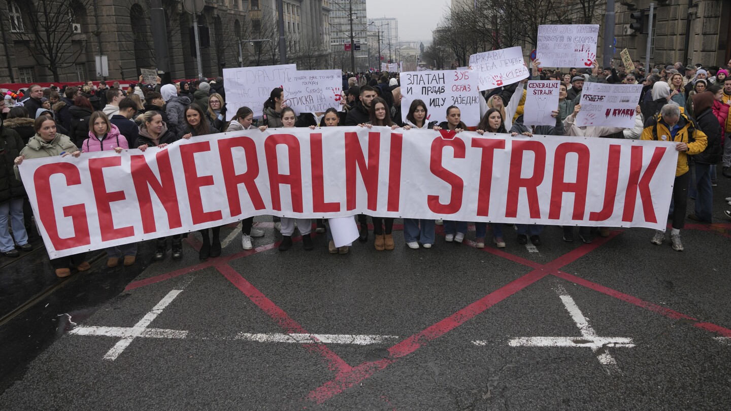 Motive force rams an anti-government rally in Serbia’s capital and injures one protester