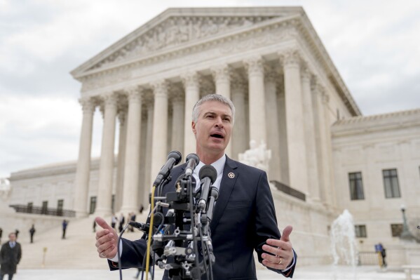 FILE - South Dakota Attorney General Marty Jackley speaks outside the U.S. Supreme Court, April 17, 2018, in Washington. South Dakota officials, including Jackley, said Thursday, March 28, 2024, that they will investigate a “disturbance” at a state prison in Sioux Falls that they say resulted in at least one officer getting assaulted the day before. (AP Photo/Andrew Harnik, File)