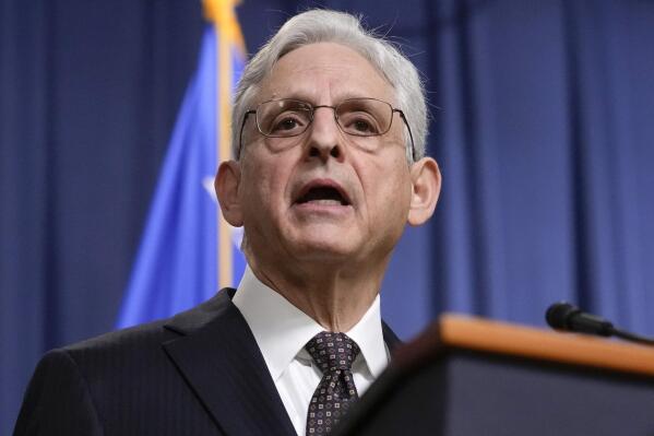 FILE - Attorney General Merrick Garland speaks during a news conference at the Department of Justice in Washington, Friday, Jan. 27, 2023. The Justice Department is sending out more than $200 million to help states and the District of Columbia administer “red-flag laws” and other crisis-intervention programs as part of the landmark bipartisan gun legislation passed by Congress over the summer, officials said Tuesday, Feb. 14, 2023. Garland said the funding will “help protect children, families and communities across the country from senseless acts of gun violence.” (AP Photo/Carolyn Kaster, File)