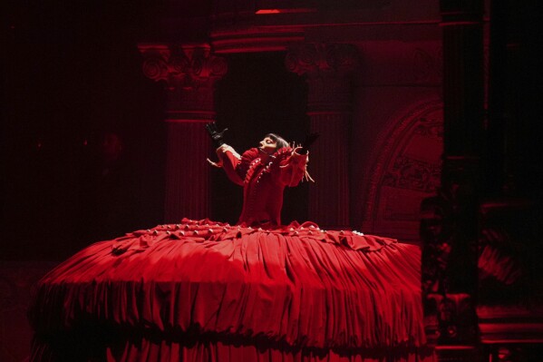 Lady Gaga performs during her free concert on Copacabana Beach in Rio de Janeiro, Saturday, May 3, 2025. (AP Photo/Silvia Izquierdo)