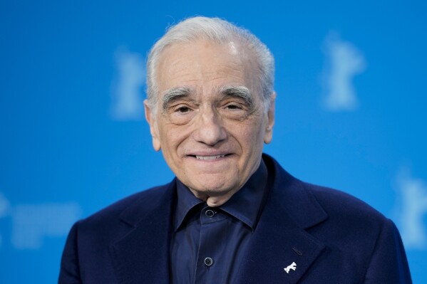 Martin Scorsese poses for media during a photo-call at the International Film Festival 'Berlinale', in Berlin, Tuesday, Feb. 20, 2024. (AP Photo/Markus Schreiber, File)