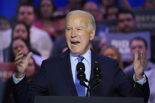President Joe Biden speaks during an event on the campus of George Mason University in Manassas, Va., Tuesday, Jan. 23, 2024, to campaign for abortion rights, a top issue for Democrats in the upcoming presidential election. (AP Photo/Alex Brandon)