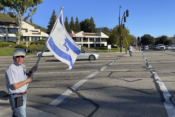 FILE - In this photo provided by JLTV, Paul Kessler attends a demonstration in Thousand Oaks, Calif., Sunday Nov. 5, 2023. California authorities have arrested a man in connection with the death of a Jewish protester during demonstrations over the Israel-Hamas war. (JLTV via AP, File)