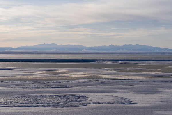 The Kaktovik Lagoon and the Brooks Range mountains of the Arctic National Wildlife Refuge are seen in the distance, Tuesday, Oct. 15, 2024, in Kaktovik, Alaska. 