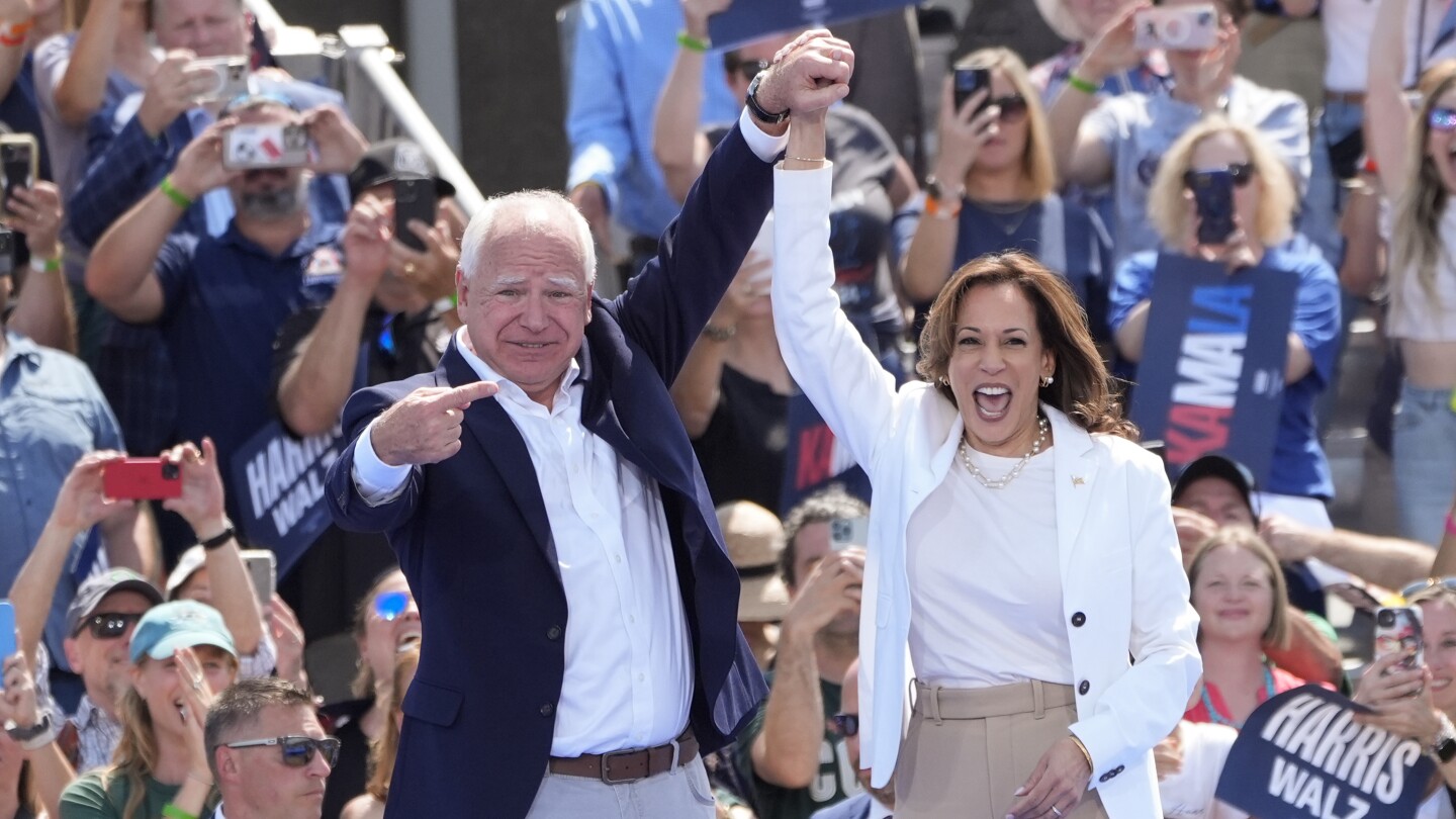 Wybory 2024: Kamala Harris i Tim Walls zgromadzili się na całym Środkowym Zachodzie