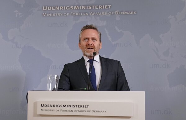 
              Denmark's Foreign Minister Anders Samuelsen speaks during a press conference in Eigtveds Pakhus, Copenhagen, Tuesday, Oct. 30, 2018, in connection with a  police operation last month involving a Norwegian citizen of Iranian descent being arrested in an alleged Iranian intelligence plot to kill an opposition activist in Denmark. (Martin Sylvest/Ritzau Scanpix via AP)
            