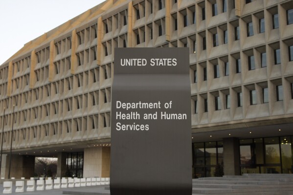 FILE - The Department of Health and Human Services building is shown on April 5, 2009, in Washington. Children in many states are being wrongly cut off from Medicaid because of a “glitch” in the automated systems being used in a massive eligibility review for the government-run health care program, a top Medicaid official said Wednesday, Aug. 30, 2023. (AP Photo/Alex Brandon, File)