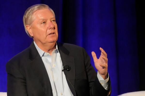 United States Sen. Lindsey Graham, R-S.C., addresses business leaders during a congressional conversation sponsored by the South Carolina Chamber of Commerce, Thursday, Aug. 18, 2022, in Columbia, S.C. (AP Photo/Meg Kinnard)