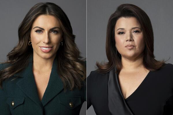 This combination of images shows Alyssa Farah Griffin, left, and Ana Navarro, newly named co-hosts for "The View." (Jeff Lipsky/ABC via AP)