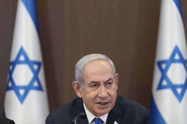 Israeli Prime Minister Benjamin Netanyahu, chairs the weekly cabinet meeting in Jerusalem, Sunday, Sep 10, 2023. (AP Photo/Ohad Zwigenberg, Pool)