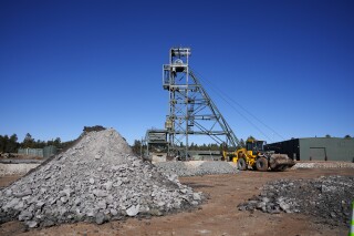 FILE - A uranium ore pile is the first to be mined at the Energy Fuels Inc. uranium Pinyon Plain Mine, Jan. 31, 2024, near Tusayan, Ariz. (AP Photo/Ross D. Franklin, File)