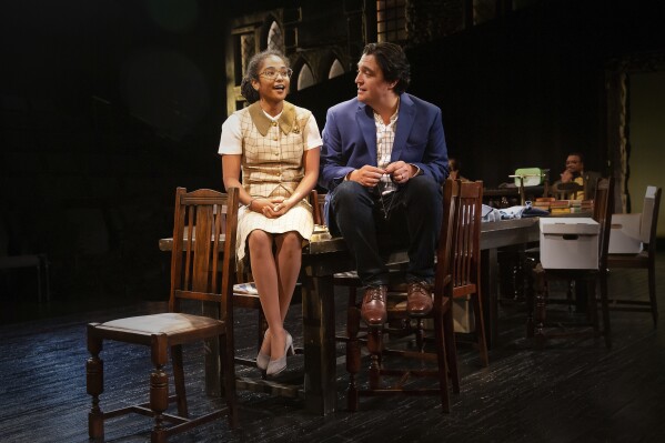 This image released by the Alley Theatre shows Christopher Salazar, right, and Raven Justine Troup in Alley Theatre’s Alley All New Festival workshop of "Thornton Wilder’s The Emporium" in Houston. (Lynn Lane/Alley Theatre via AP)
