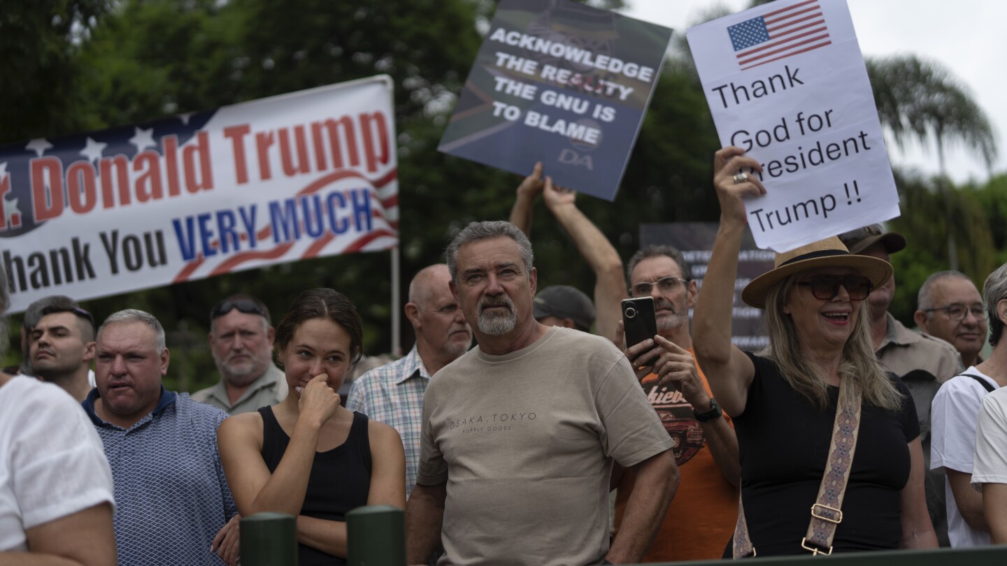 White South Africans rally in support of Trump and his assertions of their victimhood in racism.