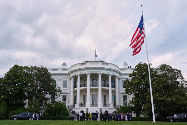 A newly installed flag pole stands on the South Lawn of the White House, Wednesday, June 18, 2025, in Washington. (AP Photo/Evan Vucci)
