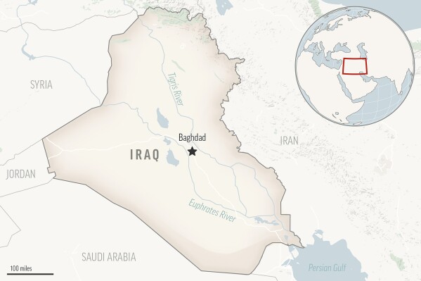 This is a locator map for Iraq with its capital, Baghdad. (AP Photo)