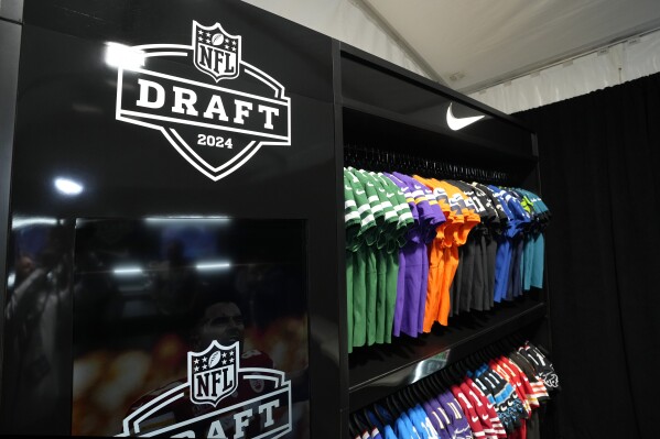 2024 draft jerseys at the 2024 NFL football draft Thursday, April 25, 2024 in Detroit. (Doug Benc/AP Images for the NFL)