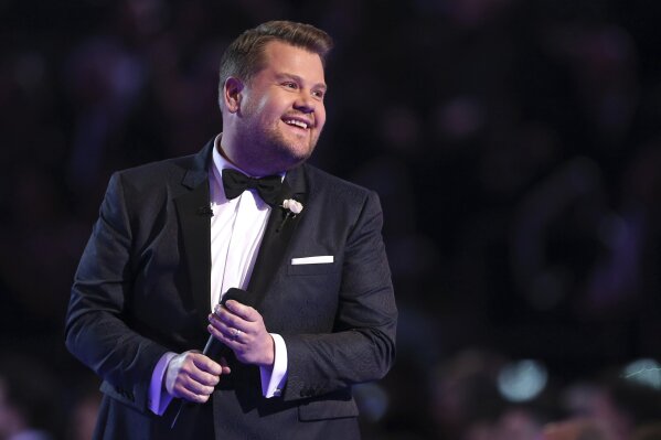File-This Jan. 28, 2018, file photo shows James Corden hosting the 60th annual Grammy Awards at Madison Square Garden in New York. Corden steps back into the role of Tony Award host this weekend, not planning anything too political and not worried about any online snark. “I hope people will find joy in it,” said host of “The Late Late Show With James Corden” and a Tony winner in his own right. “We just want to make a show that is an absolute joyous celebration of a group of people that I think should be celebrated at the minimum once a year on television.”
(Photo by Matt Sayles/Invision/AP, File)