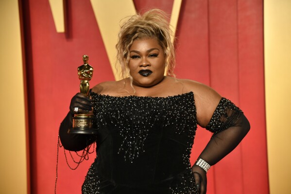 Da'Vine Joy Randolph arrives at the Vanity Fair Oscar Party on Sunday, March 10, 2024, at the Wallis Annenberg Center for the Performing Arts in Beverly Hills, Calif. (Photo by Evan Agostini/Invision/AP)