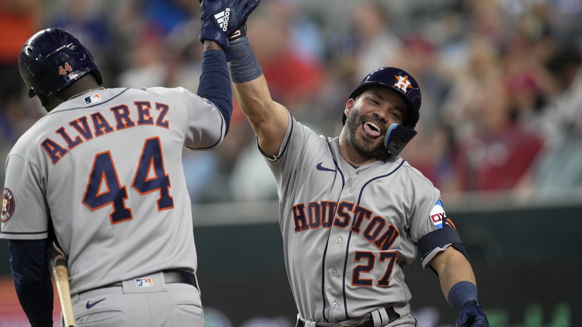 Stark] Jose Altuve's (5'6”) home run off of Bailey Ober (6'9”) was the  largest height differential ever for a playoff home run (15”). Beating out  Altuve-Glasnow (14”) and Altuve-Sale (12”, twice) 