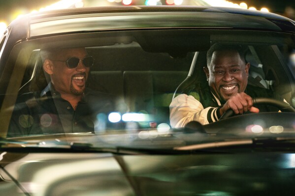 This image released by Sony Pictures shows Will Smith, left, and Martin Lawrence in "Bad Boys: Ride or Die." (Frank Masi/Columbia Pictures-Sony via AP)