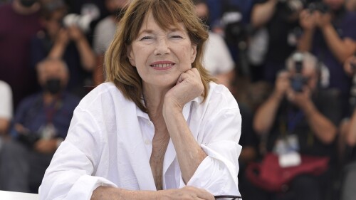 FILE - Jane Birkin poses for photographers at the photo call for the film 'Jane By Charlotte' at the 74th international film festival, Cannes, southern France, Thursday, July 8, 2021. France's Culture Ministry and French media say singer and actress Jane Birkin has died at age 76. (AP Photo/Brynn Anderson, File)