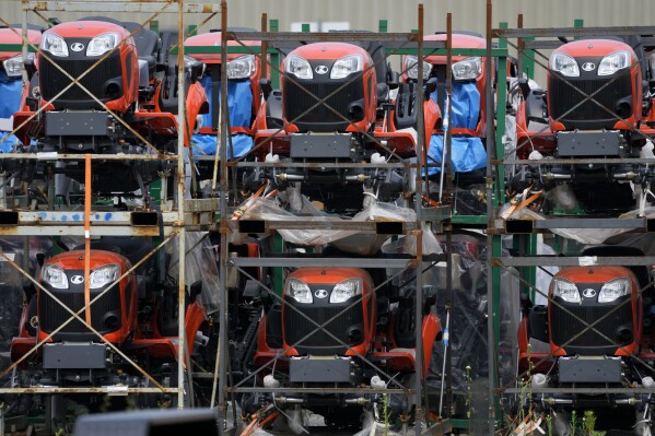 Kubota tractors are stored in Uniontown Pa Friday June 9 2023 On Thursday the Commerce Department issues its first of three estimates of how the US economy performed in the second quarter of 2023 AP PhotoGene J Puskar