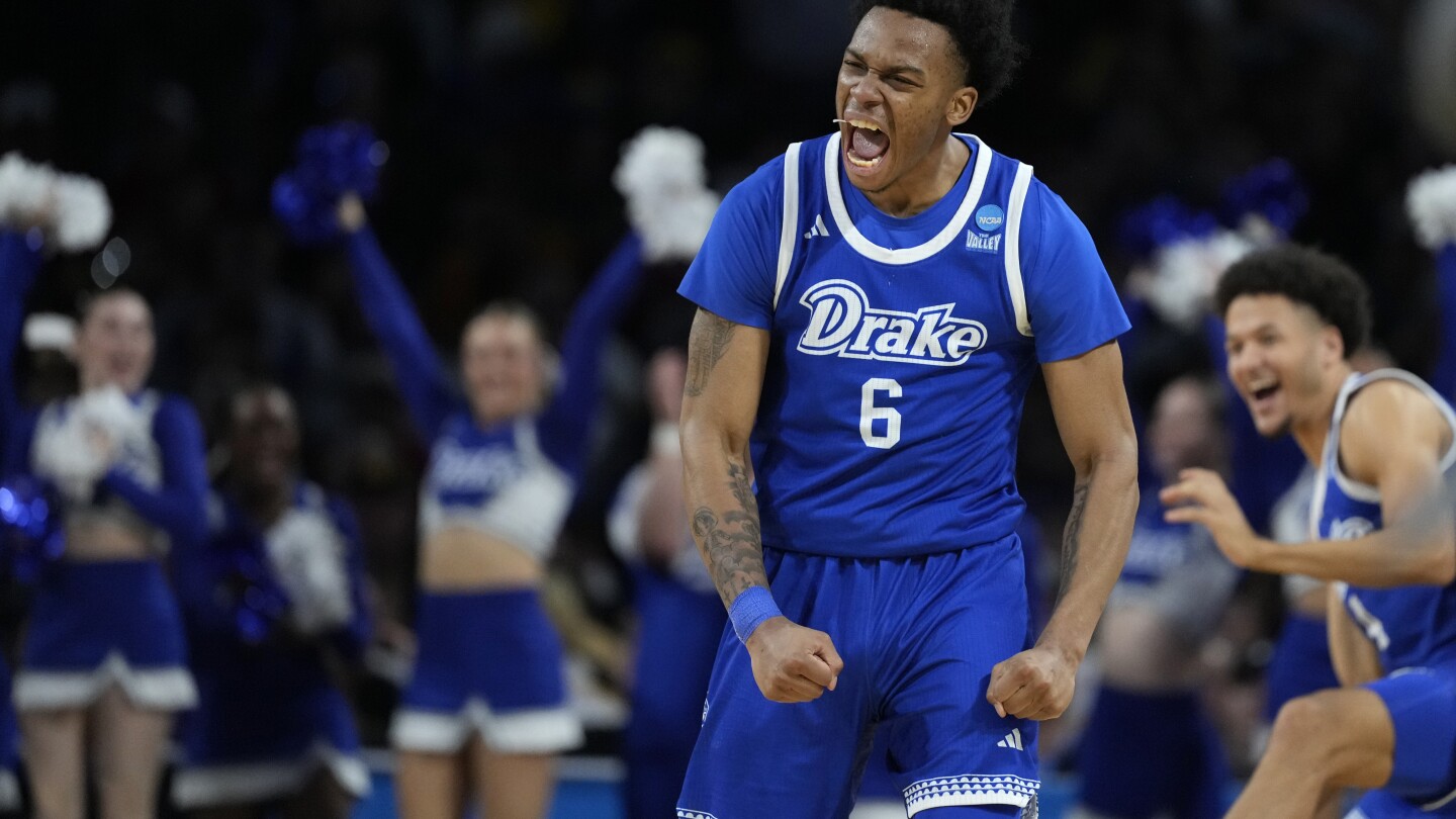 No. 11 seed Drake holds on after blowing big lead and beats Missouri 67-57 in March Madness opener